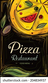 Pizza Restaurant, Sketch Menu, Food Cafeteria (vector Art)