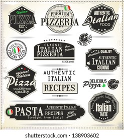 Pizza retro labels