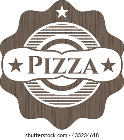 Pizza retro style wooden emblem