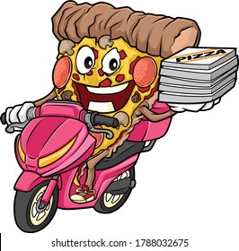 Pizza Riding A Motorcycle, Delivering Pizza