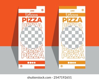 Pizza Roll up banner design for restaurant. creative food roll up banner template, modern food rollup banner