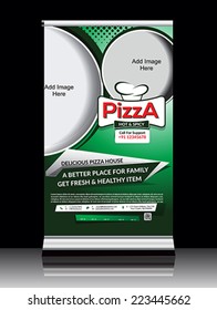 Pizza Roll up Banner vector illustration 