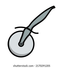 Pizza Roll Knife Icon. Editable Bold Outline With Color Fill Design. Vector Illustration.