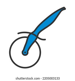 Pizza Roll Knife Icon. Editable Bold Outline With Color Fill Design. Vector Illustration.