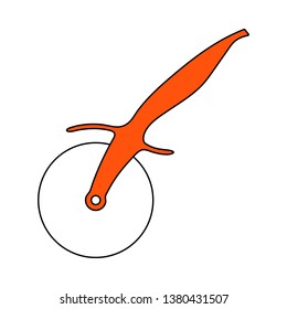 Pizza Roll Knife Symbol. Einfach in Orange Fill Design. Vektorgrafik.