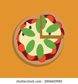pizza round simplified color in vector