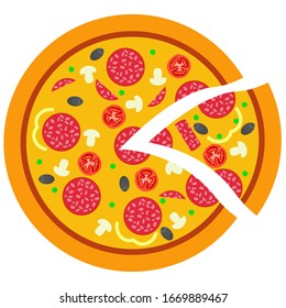 Pizza Round Vector Illustrationisolated White Background Stock Vector ...