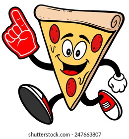 Pizza Running with Foam Finger