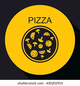 Pizza with salami and mushrooms.Icon.