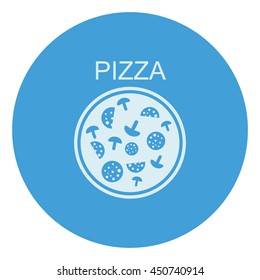 Pizza with salami and mushrooms.Icon.