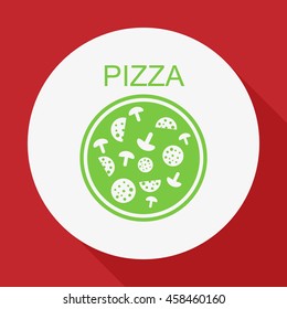 Pizza with salami and mushrooms.Icon.