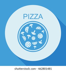 Pizza with salami and mushrooms.Icon.