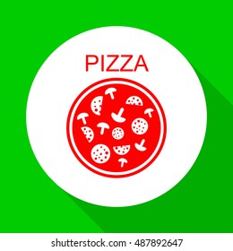 Pizza with salami and mushrooms.Icon.