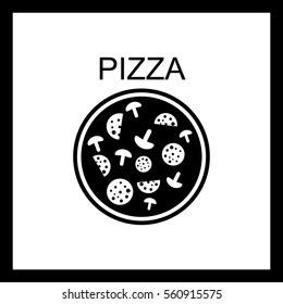 Pizza with salami and mushrooms.Icon.