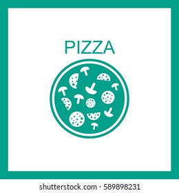 Pizza with salami and mushrooms.Icon.