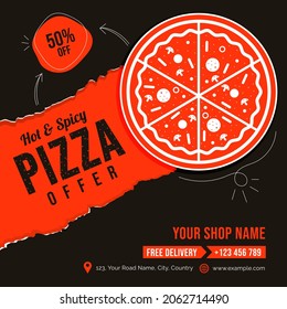 Pizza Sale Offer Template For Promotion Social Media Post, Vector