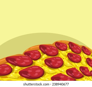 Pizza with sausage banner. Vector