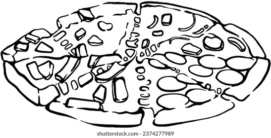 Pizza with sausage and mushrooms on a white plate, pizza on a white plate
