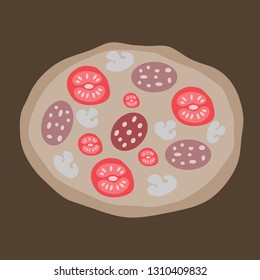 Pizza with sausage on a dark background

