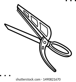 Pizza scissors icon in outline style
