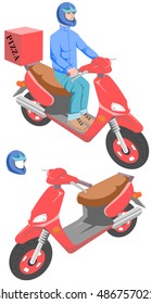 pizza scooter The image is composed of three distinct layers: a helmet, a man and a scooter. Removable helmet.