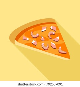 Pizza with seafood icon. Flat illustration of pizza with seafood vector icon for web