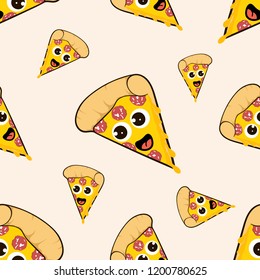 Pizza seamless background. Decoration for greeting cards, posters, patches, prints for clothes, emblems.