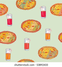 Pizza seamless background with juice