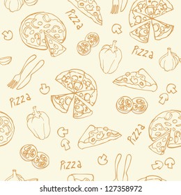 Pizza seamless background vector