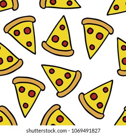 pizza seamless doodle pattern