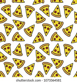 pizza seamless doodle pattern