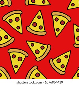 pizza seamless doodle pattern