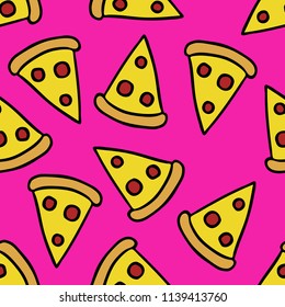 pizza seamless doodle pattern