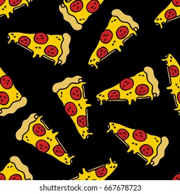 pizza seamless doodle pattern