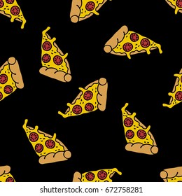 pizza seamless doodle pattern