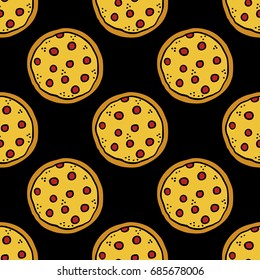 pizza seamless doodle pattern