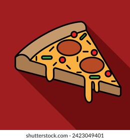Pizza seamless on red background illustration vector design