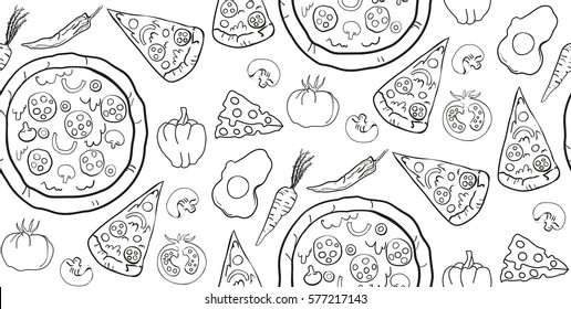 Pizza seamless pattern.