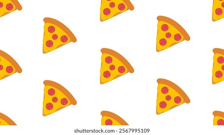 Pizza seamless pattern background. Cartoon style of fast food. Perfect for fabric, textile, wallpaper, decor, print or packaging of products. SSTKbackgrounds