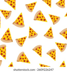 pizza seamless pattern background. Pizza doodle seamless pattern. Fast food seamless vector pattern