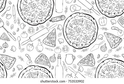 Pizza Seamless Pattern Pizza Background Doodle Stock Vector (Royalty Free)  753533902 | Shutterstock
