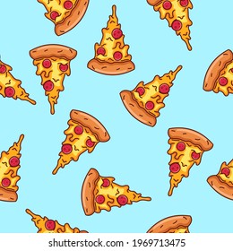 Pizza Seamless Pattern Background. Fast Food Seamless Vector Pattern Clipart.