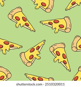 Pizza sem emenda padrão fundo Fast food sem emenda vetor repete padrão clipart.