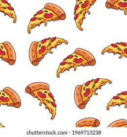 pizza seamless pattern background transparent. Fast food seamless vector pattern clipart.