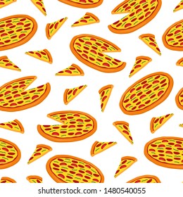 Pizza Seamless Pattern Background Vector Design