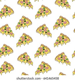 Pizza seamless pattern background. Vector illustration.