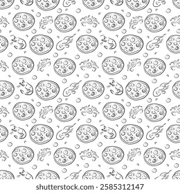 Pizza Seamless Pattern, Crab, Shrimp pizza vector pattern