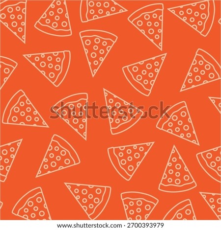 Pizza seamless pattern with doodle style. Hand drawn pizza slice pattern. Food background. Great for fast food branding, promotional graphics, and fabric prints