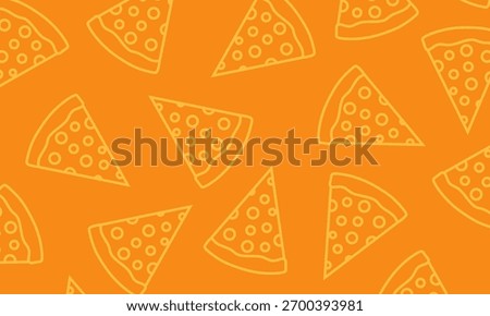 Pizza seamless pattern with doodle style. Hand drawn pizza slice pattern. Food background. Great for fast food branding, promotional graphics, and fabric prints