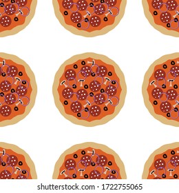 Pizza seamless pattern element , isolated on clean white background 